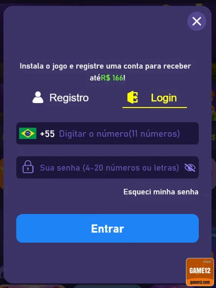 game12 - login premium - Entrar na Conta
